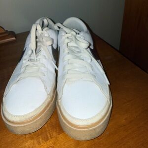 Nike White and Tan Women's Sneakers